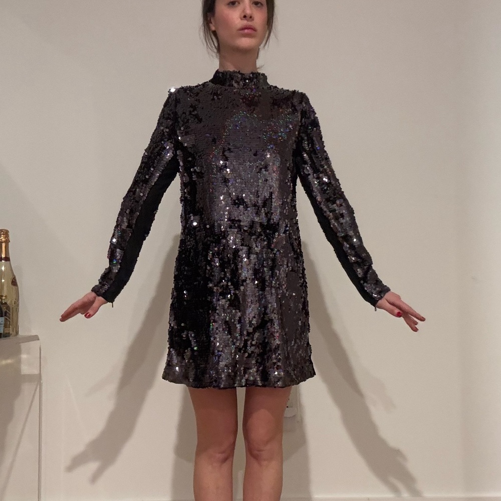 Sequin long sleeve mini dress